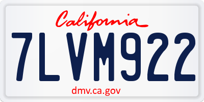 CA license plate 7LVM922