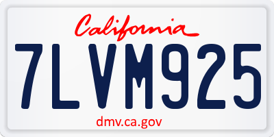 CA license plate 7LVM925