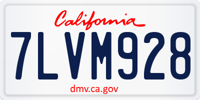 CA license plate 7LVM928