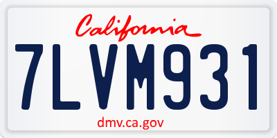 CA license plate 7LVM931