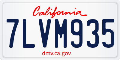 CA license plate 7LVM935