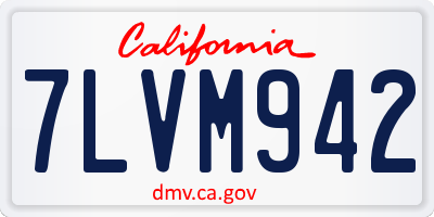 CA license plate 7LVM942