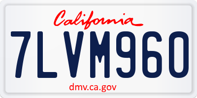 CA license plate 7LVM960