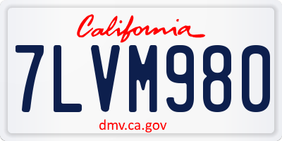 CA license plate 7LVM980