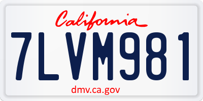 CA license plate 7LVM981