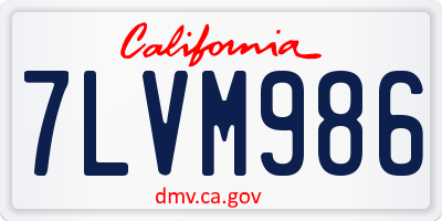 CA license plate 7LVM986