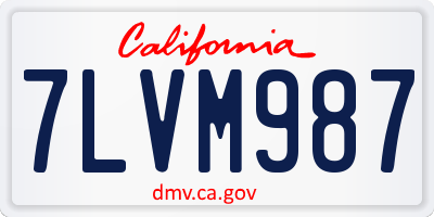 CA license plate 7LVM987