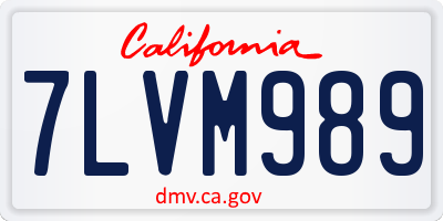 CA license plate 7LVM989