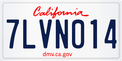 CA license plate 7LVN014