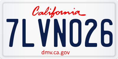 CA license plate 7LVN026