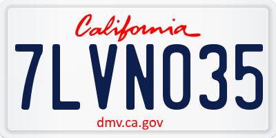 CA license plate 7LVN035