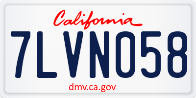 CA license plate 7LVN058