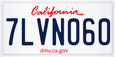 CA license plate 7LVN060
