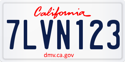 CA license plate 7LVN123