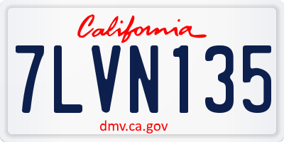 CA license plate 7LVN135