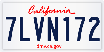 CA license plate 7LVN172
