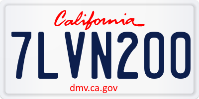 CA license plate 7LVN200