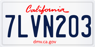 CA license plate 7LVN203
