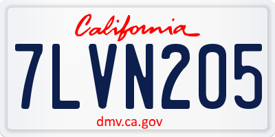 CA license plate 7LVN205