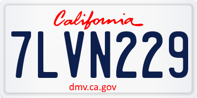 CA license plate 7LVN229