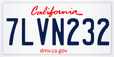 CA license plate 7LVN232
