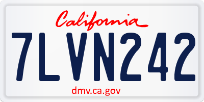 CA license plate 7LVN242