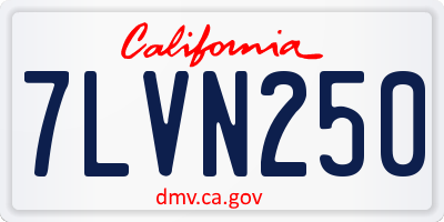 CA license plate 7LVN250