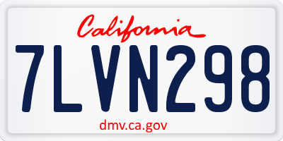 CA license plate 7LVN298