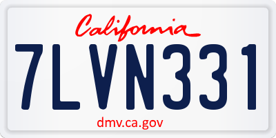 CA license plate 7LVN331