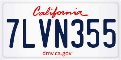 CA license plate 7LVN355