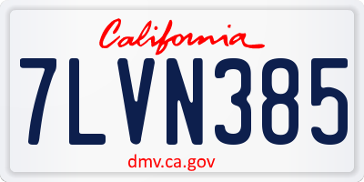CA license plate 7LVN385