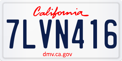 CA license plate 7LVN416