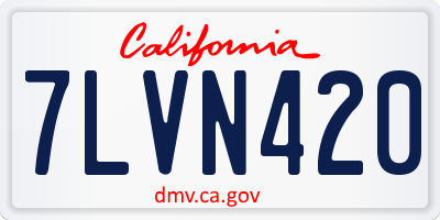 CA license plate 7LVN420