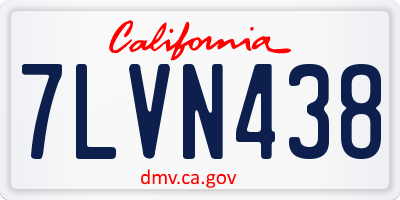 CA license plate 7LVN438