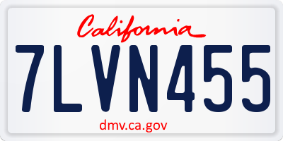 CA license plate 7LVN455