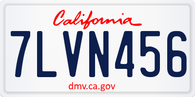 CA license plate 7LVN456