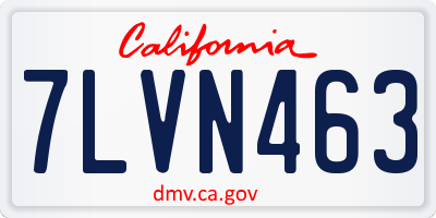 CA license plate 7LVN463