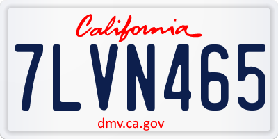 CA license plate 7LVN465