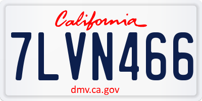 CA license plate 7LVN466