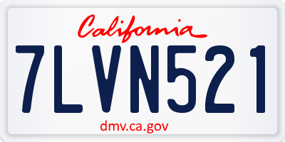 CA license plate 7LVN521