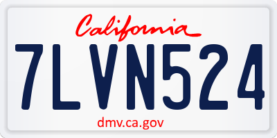 CA license plate 7LVN524