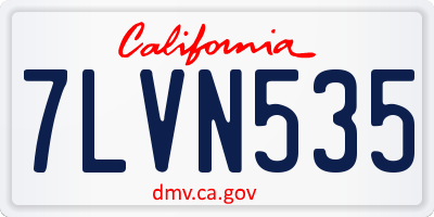CA license plate 7LVN535