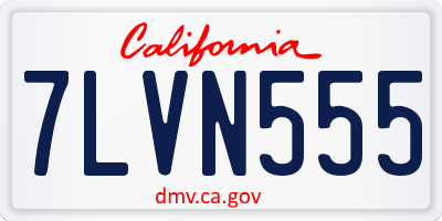 CA license plate 7LVN555