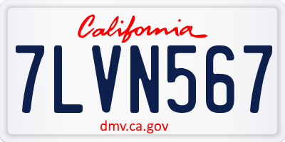 CA license plate 7LVN567