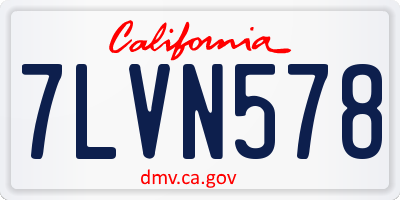 CA license plate 7LVN578