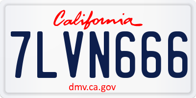 CA license plate 7LVN666