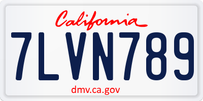 CA license plate 7LVN789