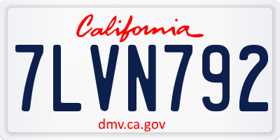 CA license plate 7LVN792