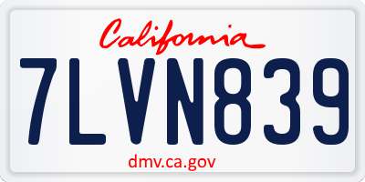CA license plate 7LVN839