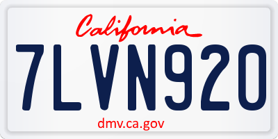 CA license plate 7LVN920